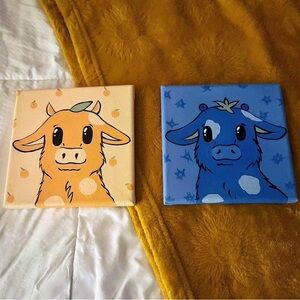 Cute Fruit Cows 🐮 🍊 🫐  Paintings